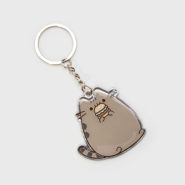 keychain. pusheen eating burger.