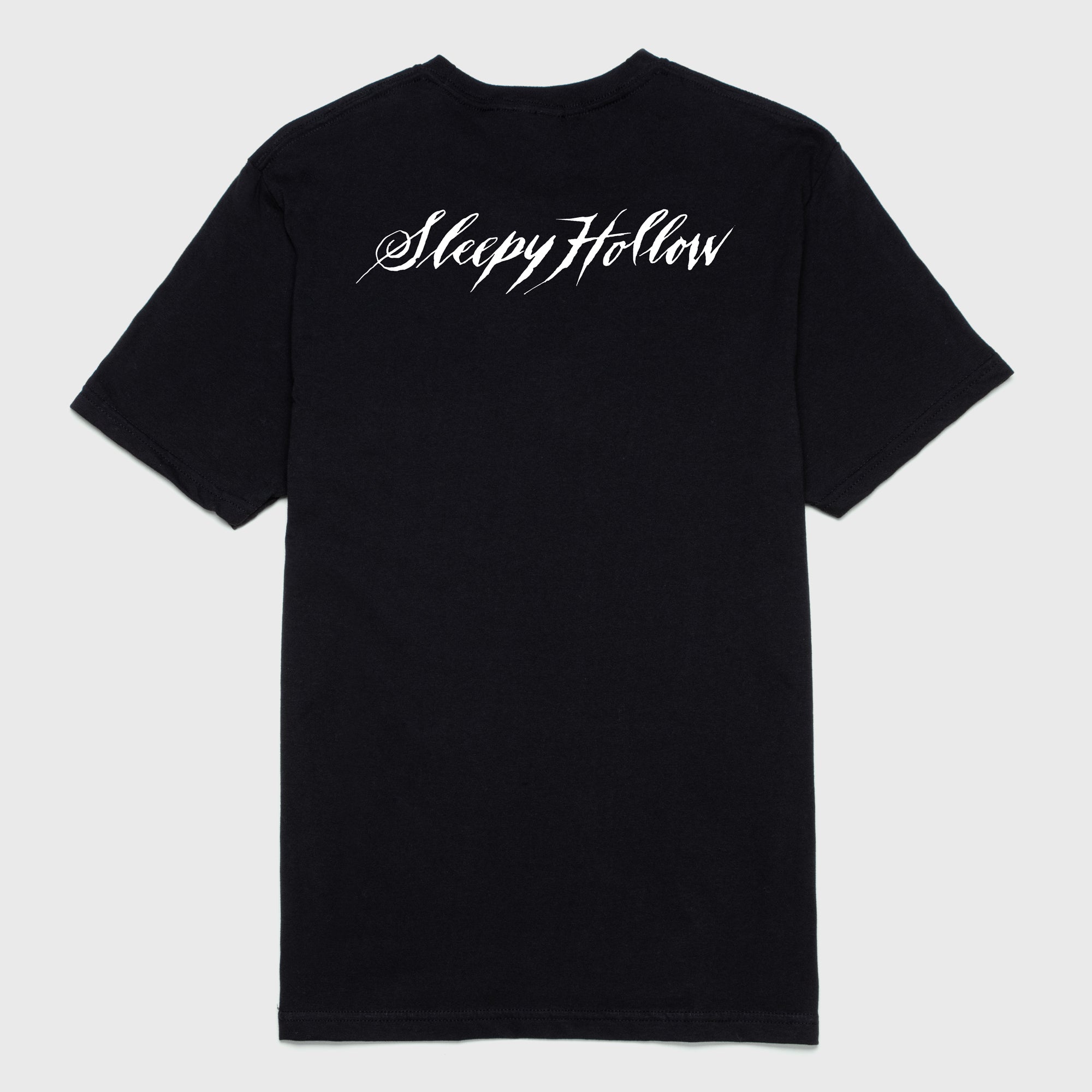 sleepy hollow movie black t-shirt back. text: sleepy hollow