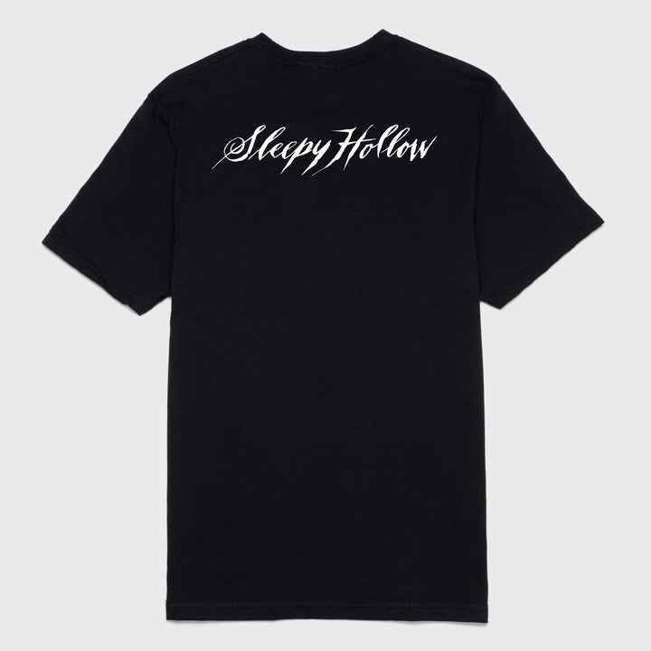 sleepy hollow movie black t-shirt back. text: sleepy hollow