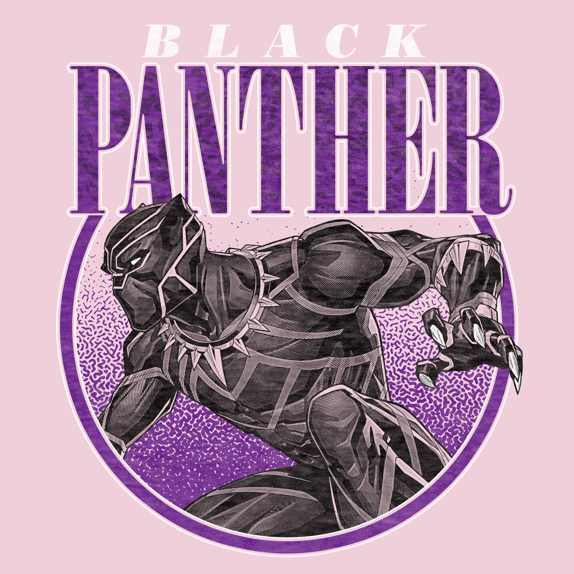 pink black panther circle ring t-shirt text says black panther