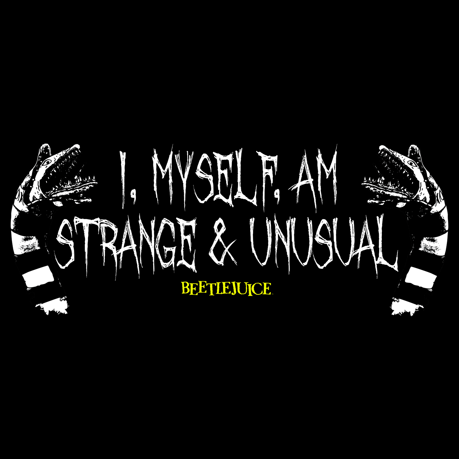 t-shirt tee shirt short sleeve i myself am strange & unusal beetljuice black culturefly