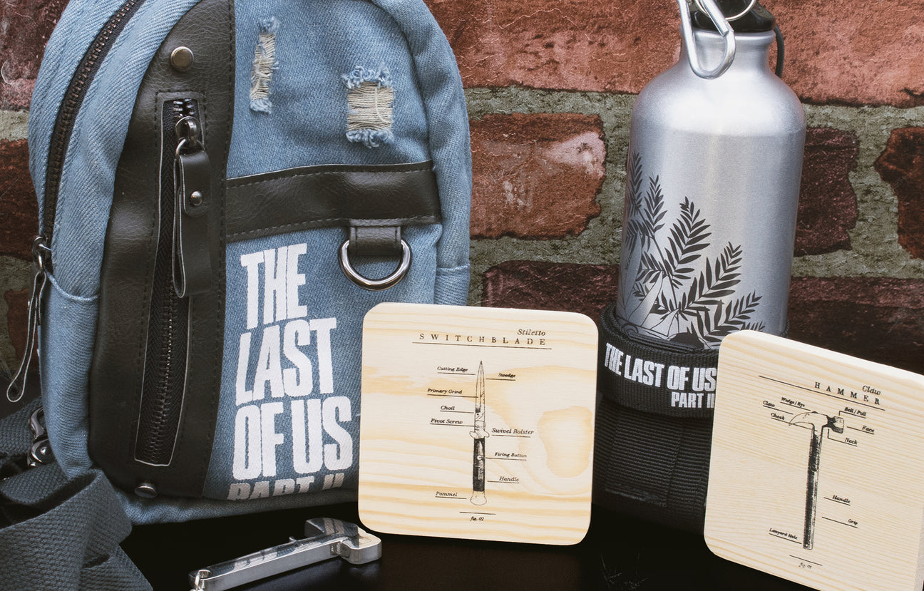 Banner of the last of us with bag and bottle