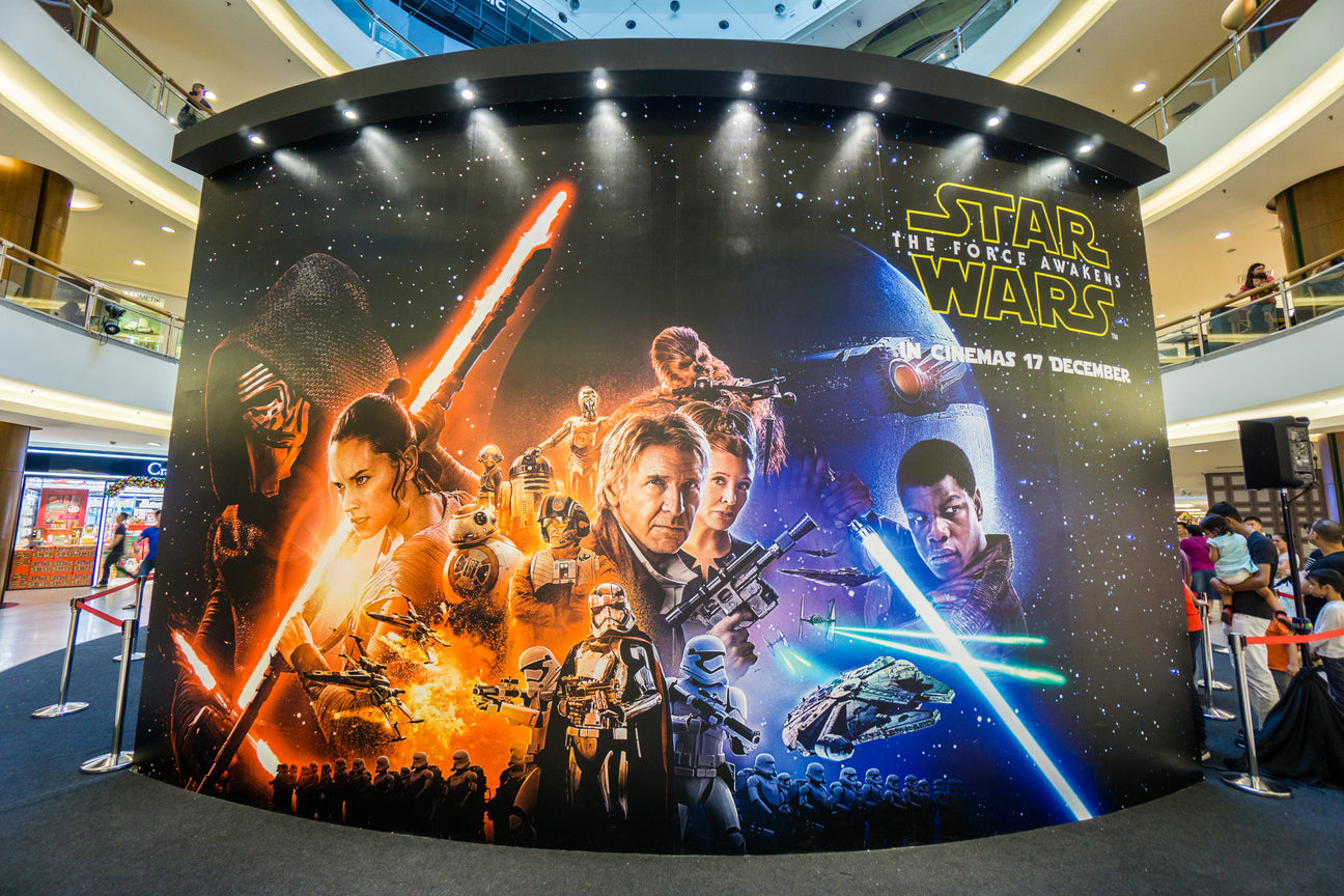 Star Wars characters poster displayed on screen