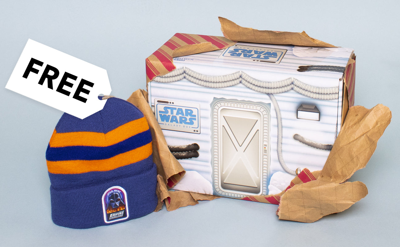 Banner star war box and blue hat with free tag
