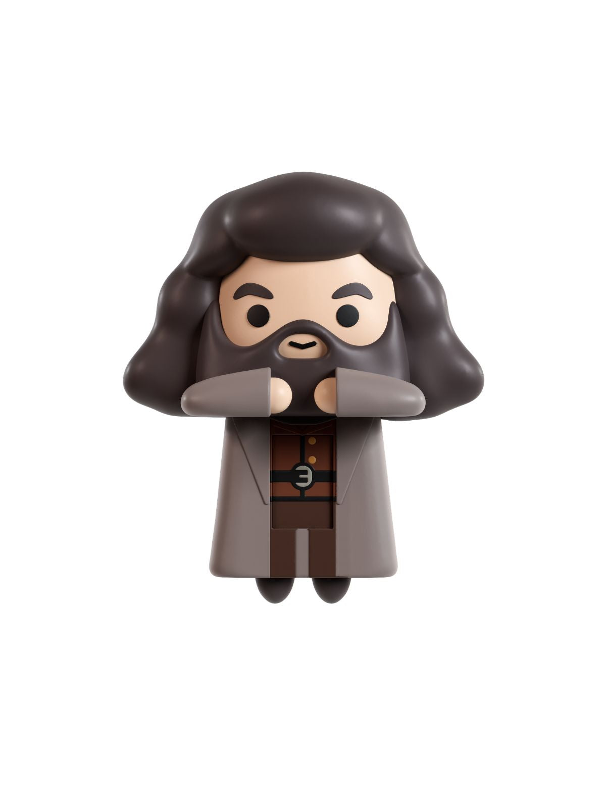 A stylized collectible figurine of a wizard with long dark brown hair, a matching beard, and a brown robe, shown against a plain white background.
