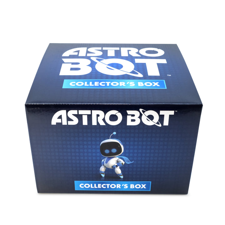 Astro Bot Collector's Box with robot illustration on a blue background