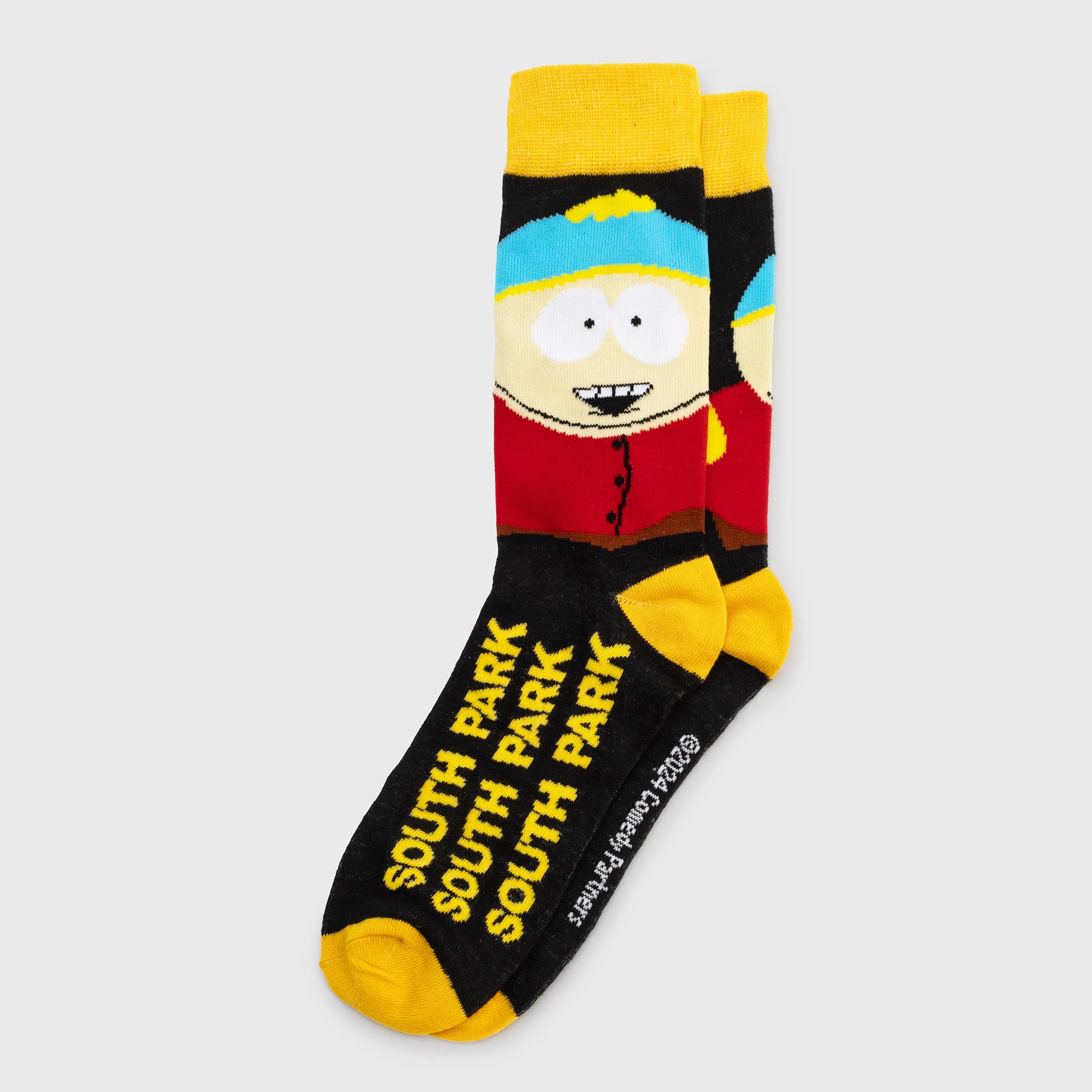 eric crew socks. south park repeated on the bottom. 