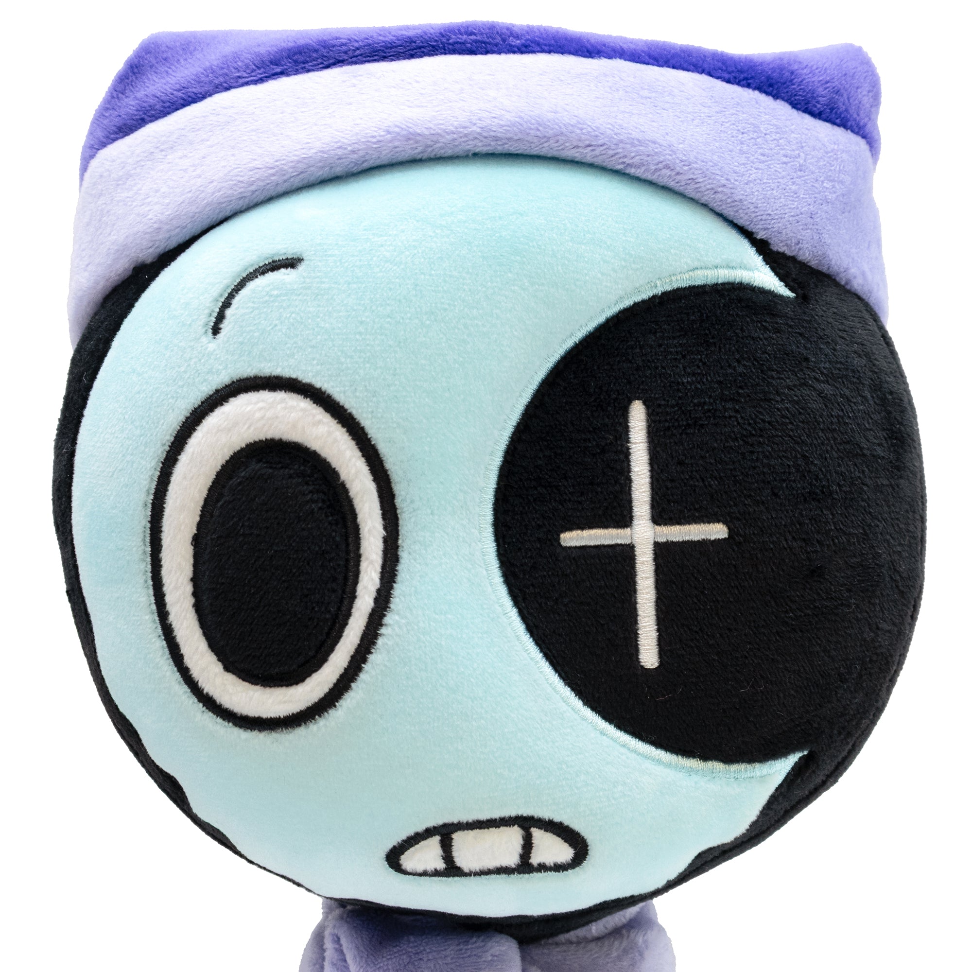 close up of astro plush's face