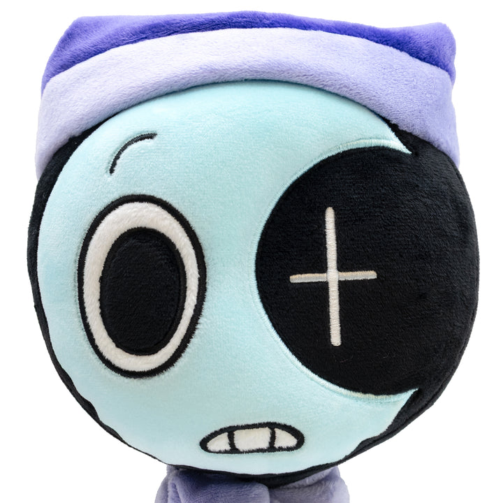 close up of astro plush's face