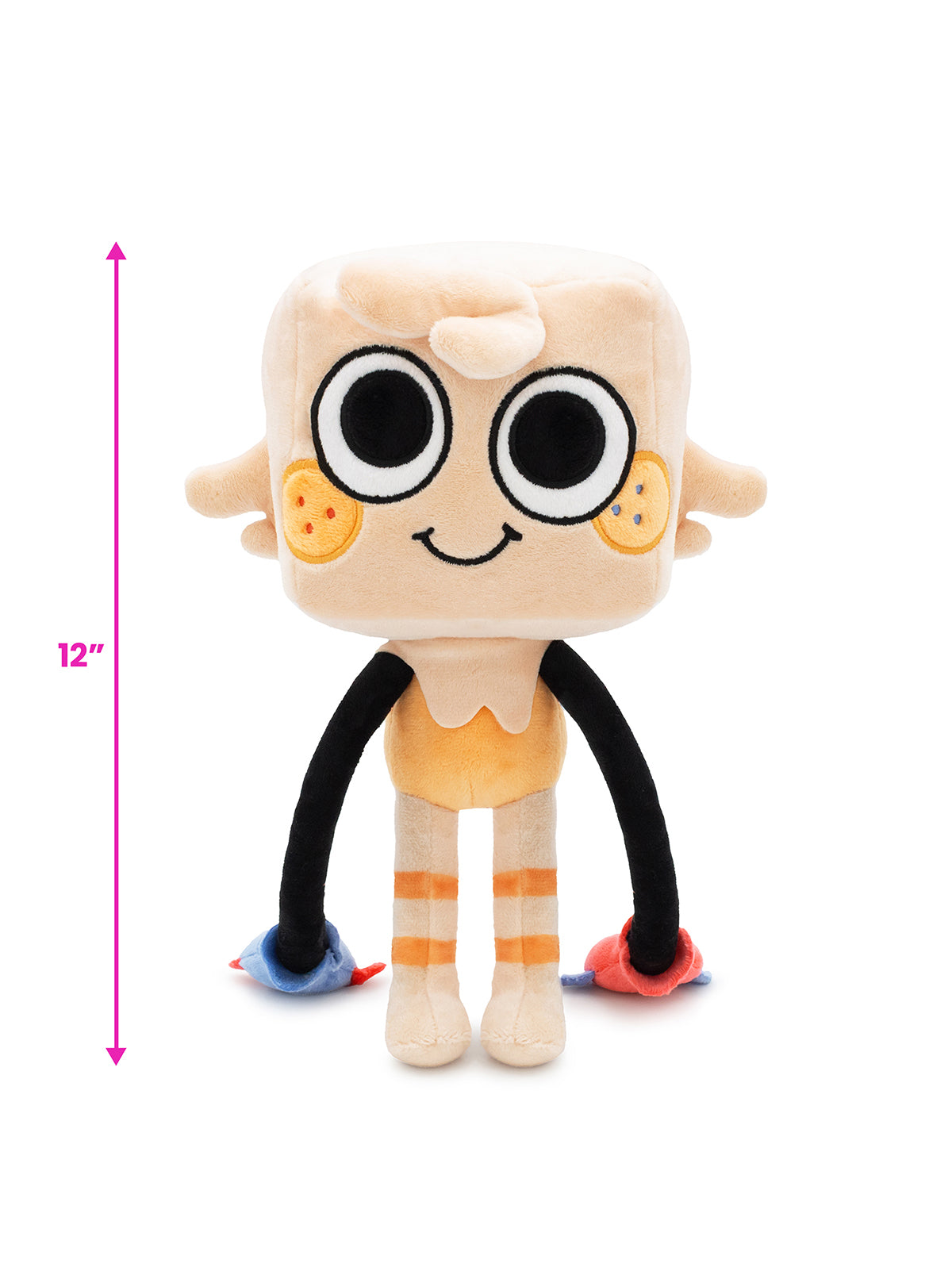 Goob plush standing facing forward with scale on side says 12"