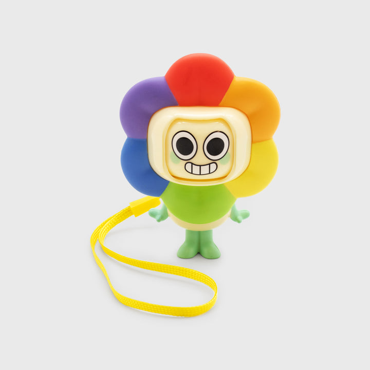 Colorful toy with a face on a white background