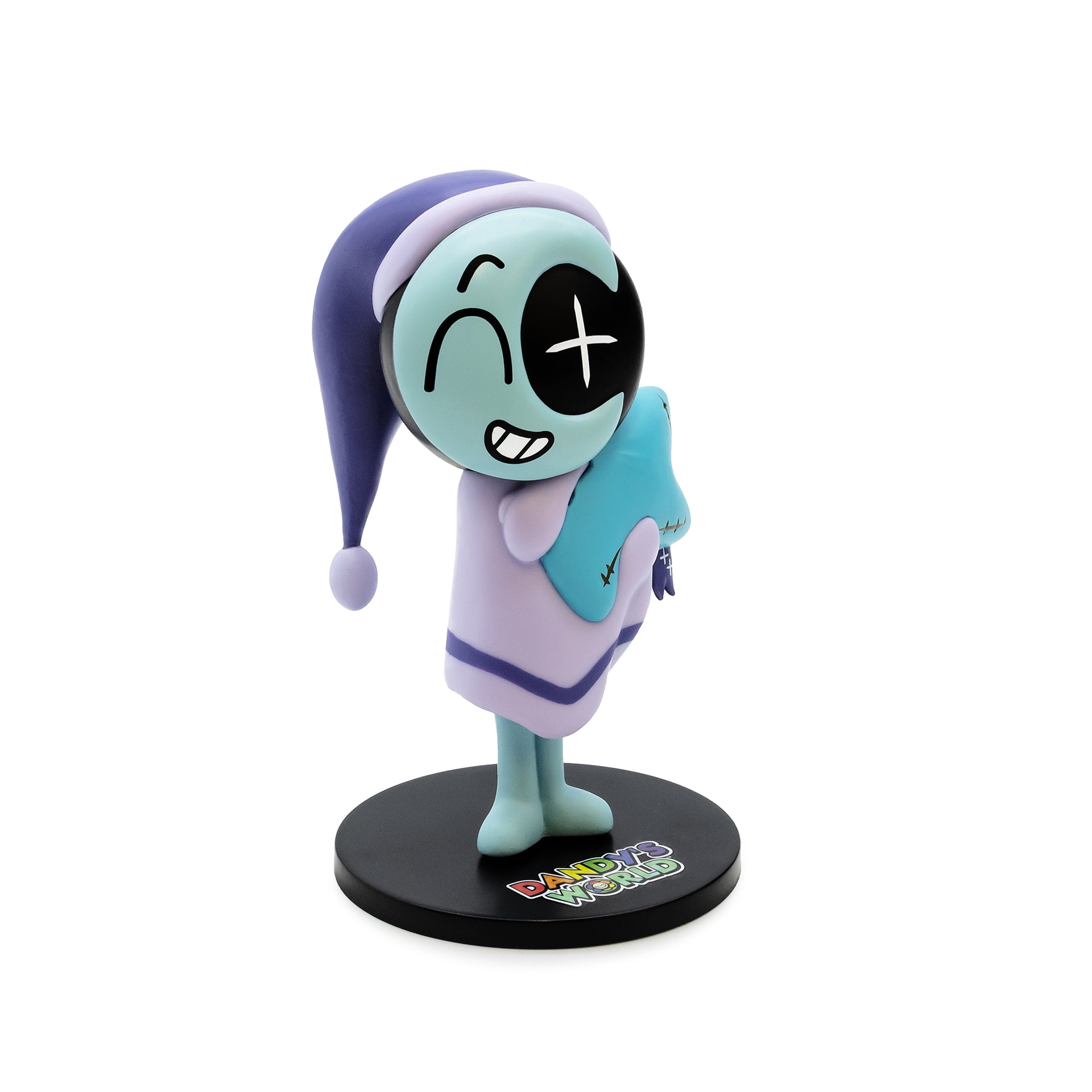 Animated character figurine with a black base on a white background