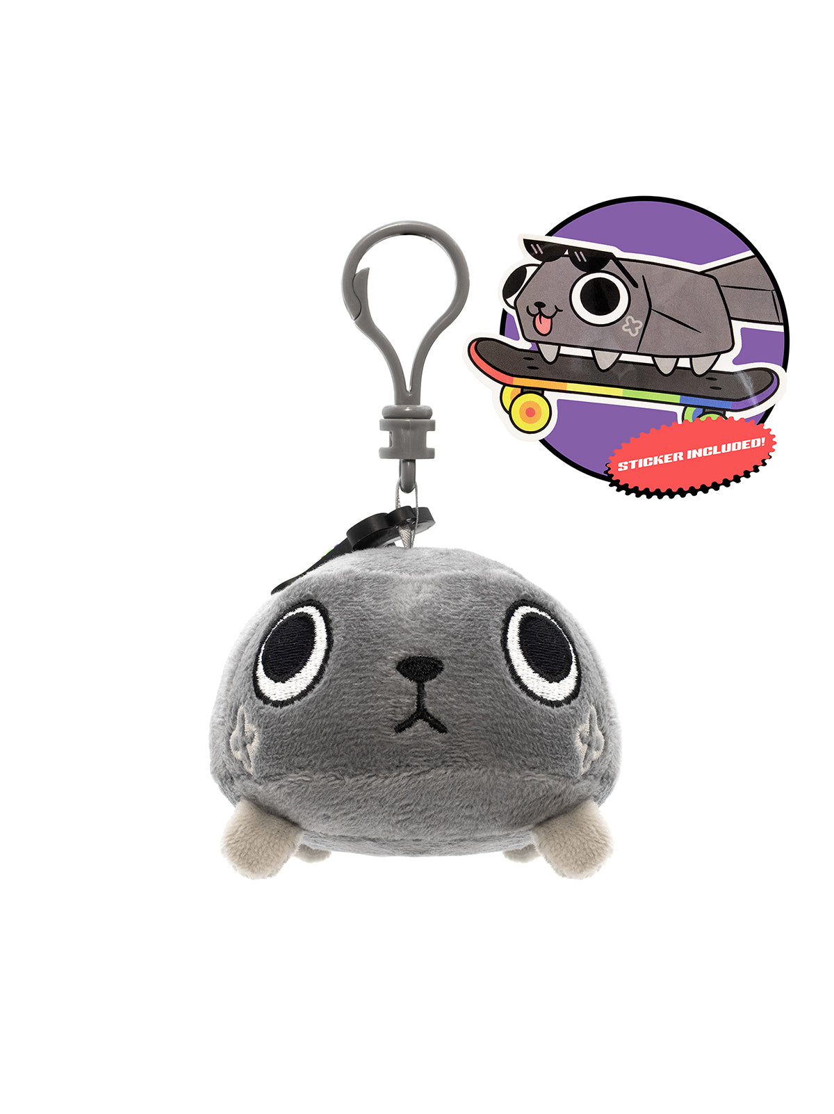 Plush keychain with a cartoon character on a white background