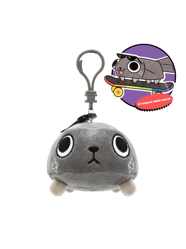 Plush keychain with a cartoon character on a white background