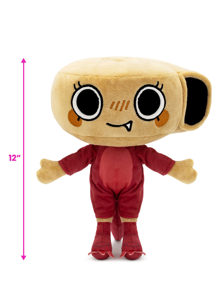 plush toy with scale that says 12"