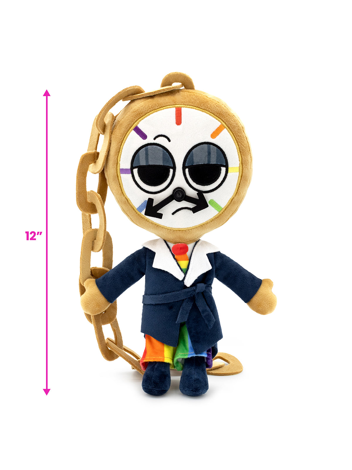 dyle plush standing facing forward with scale saying 12"