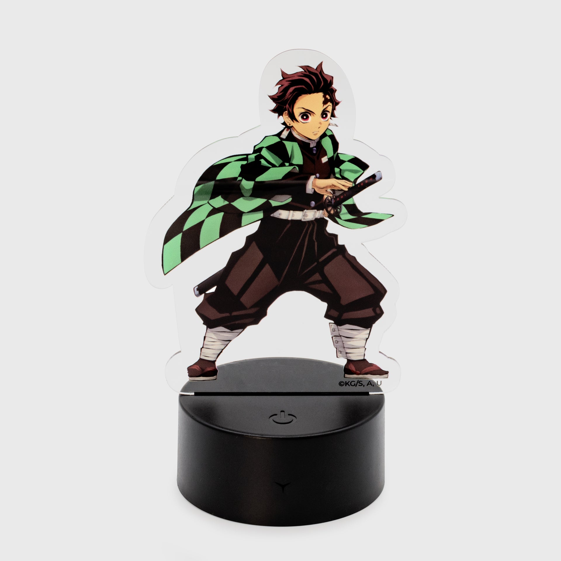 led light. tanjiro standing on top in fighting stance.