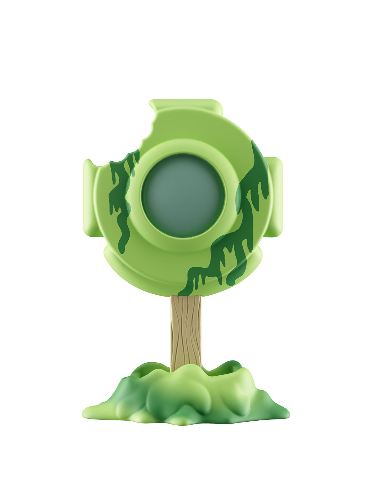 Ocean diver toy figure with base on a white background