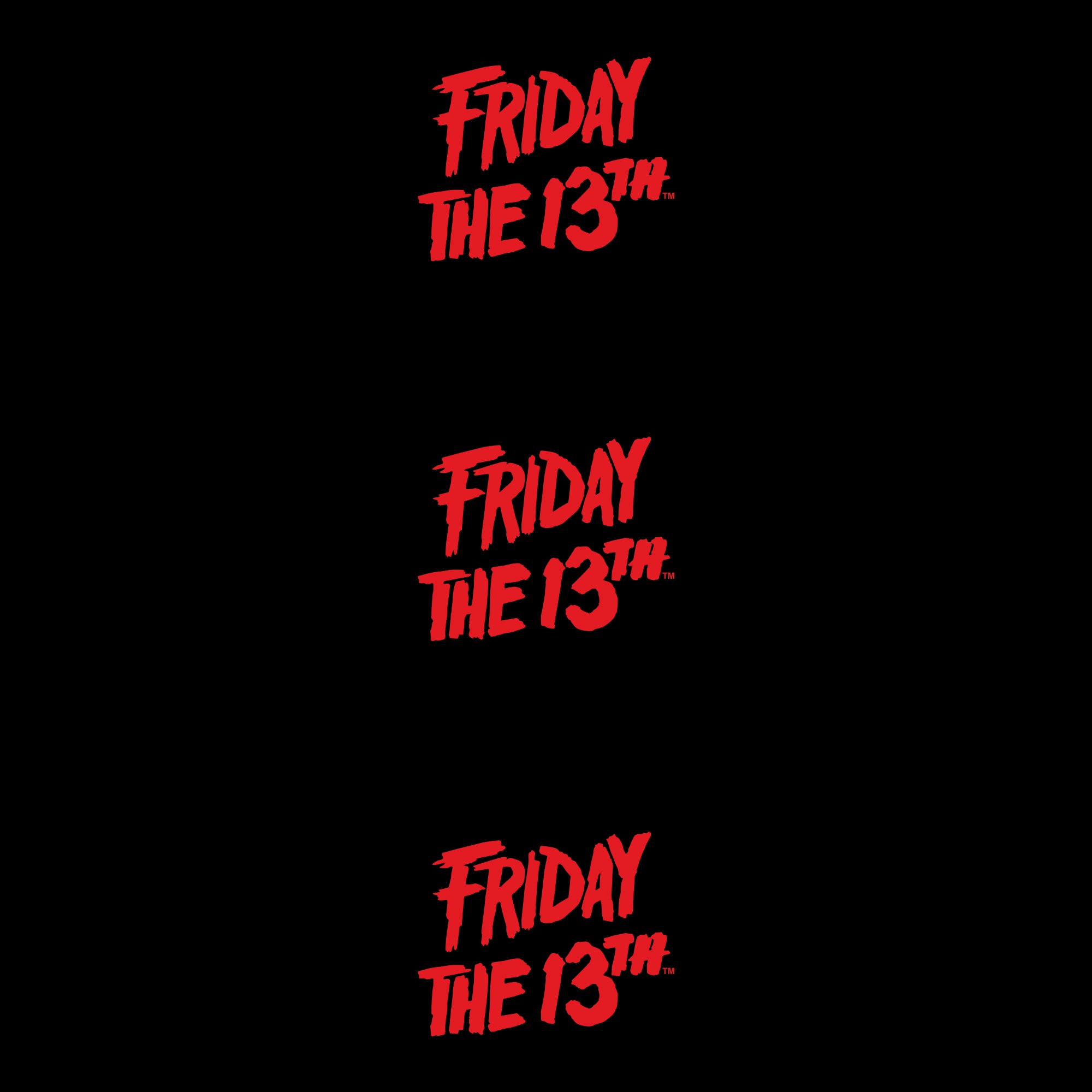 text on right sleeve: friday the 13th friday the 13th friday the 13th