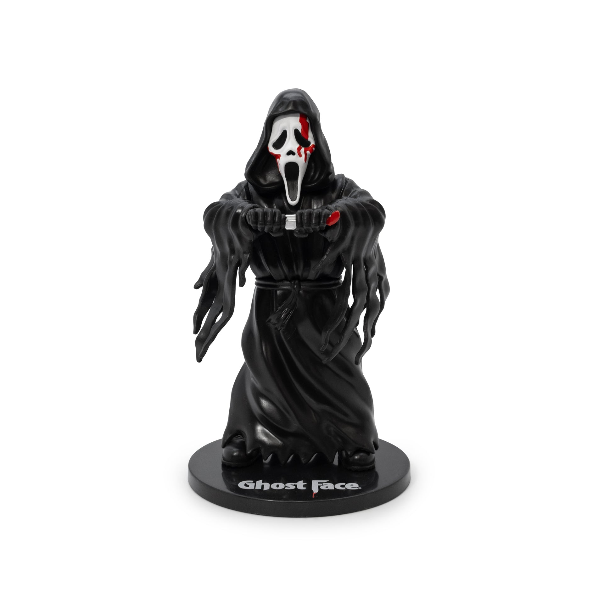 Ghost Face figure from 'Scream' on a white background