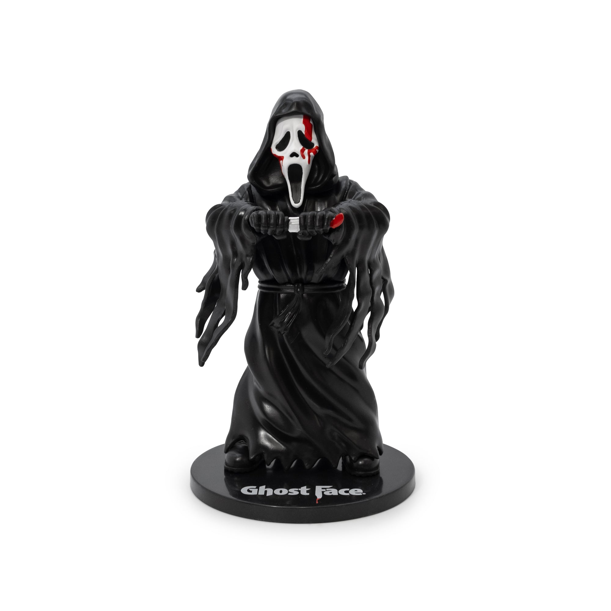 Ghost Face figure from 'Scream' on a white background