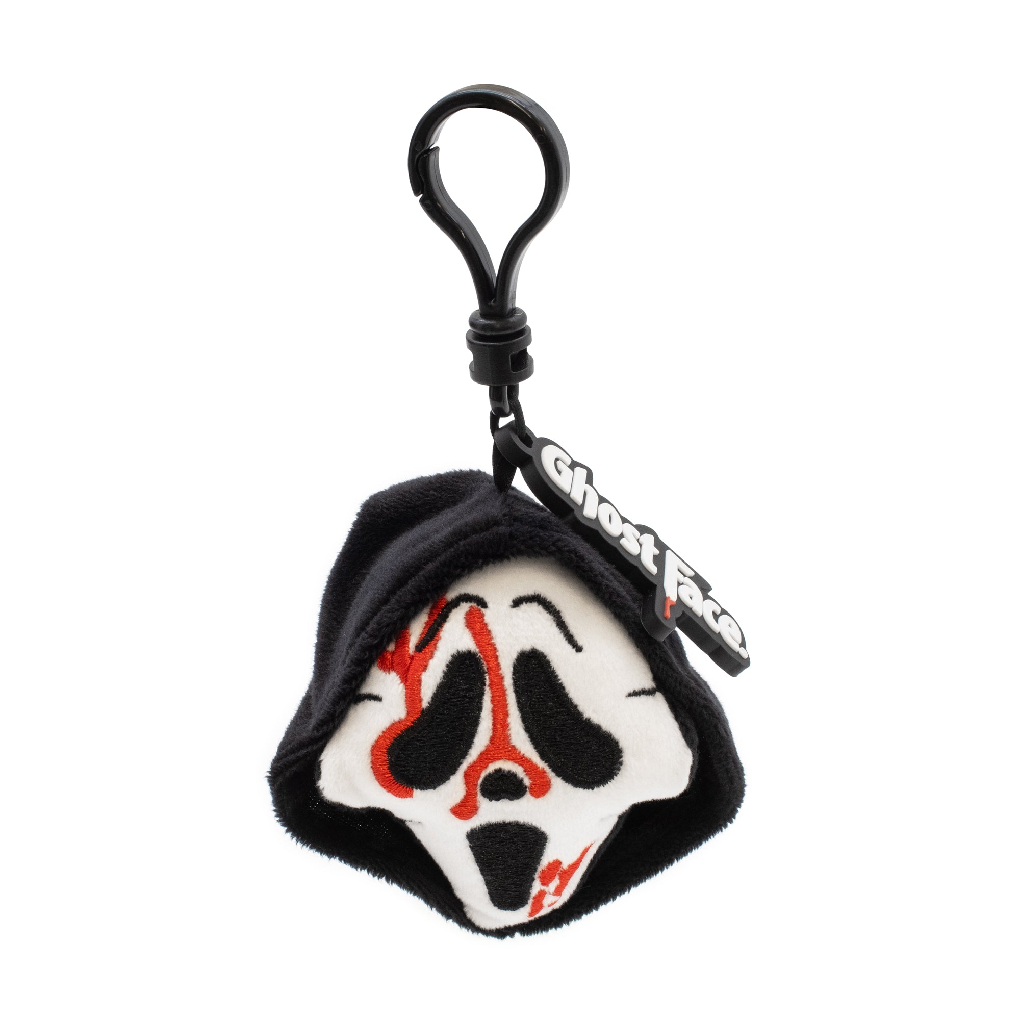 Keychain with ghost face design on a white background