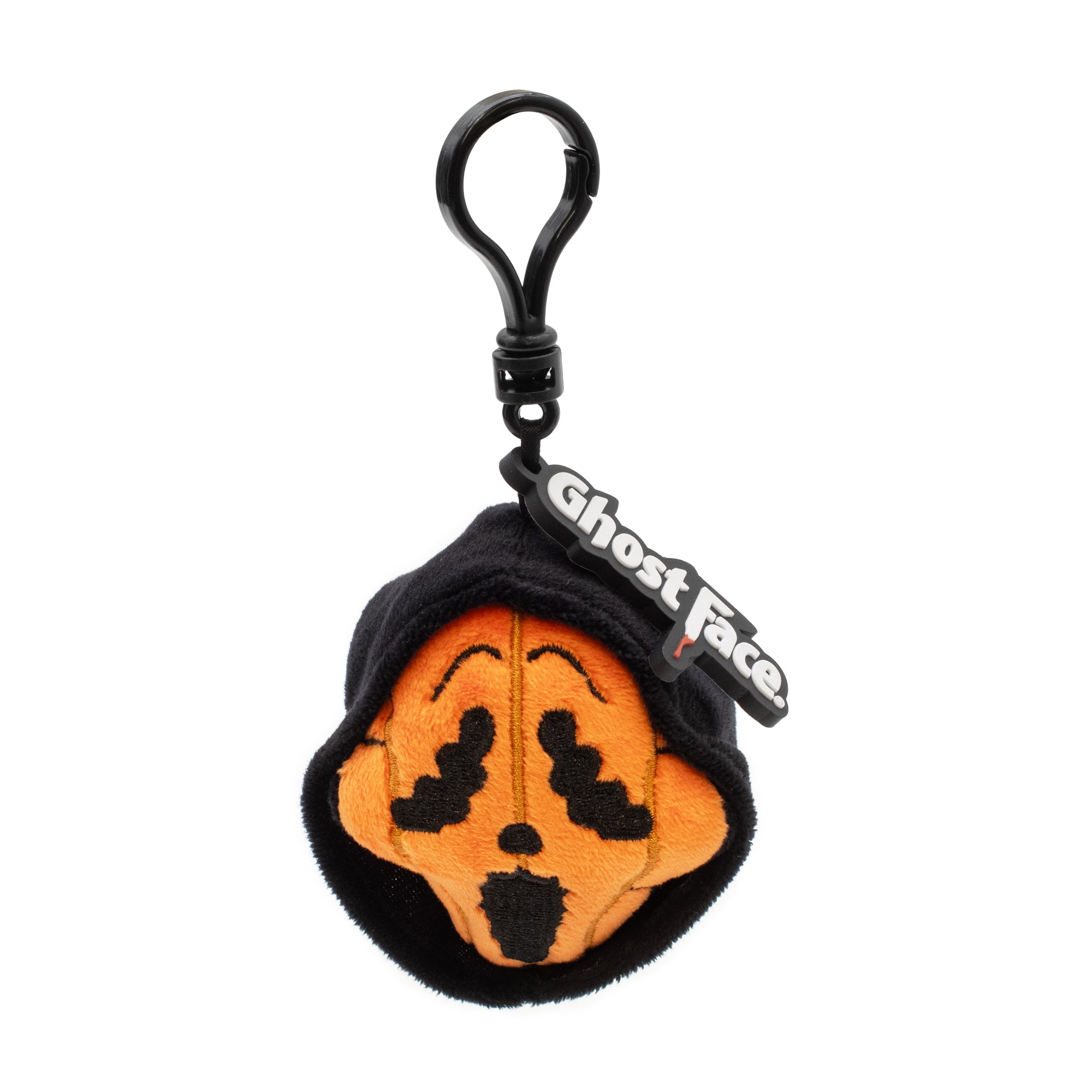 Plush keychain with ghost face design and 'Ghost Face' branding on a white background