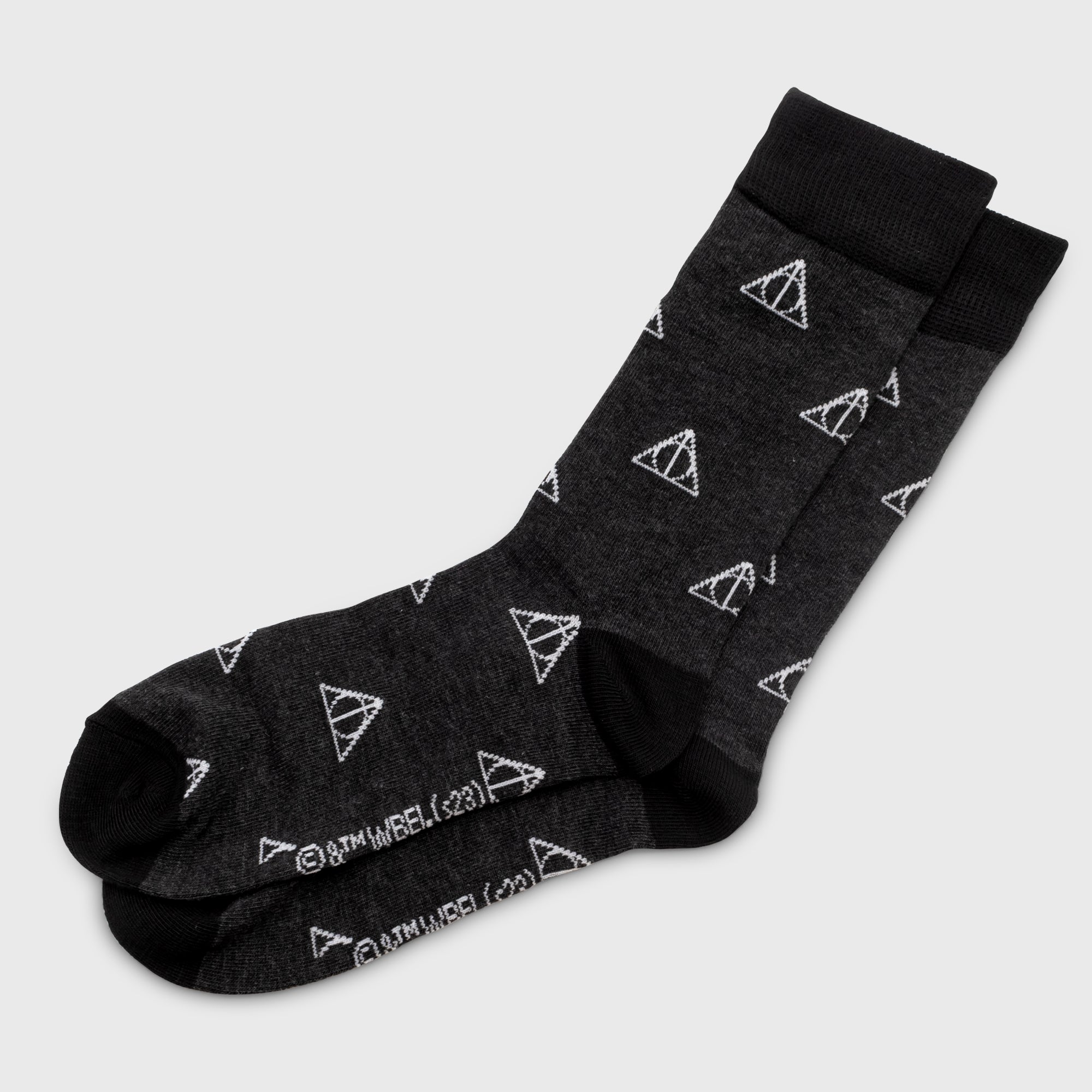 crew socks. deathly hallows pattern.