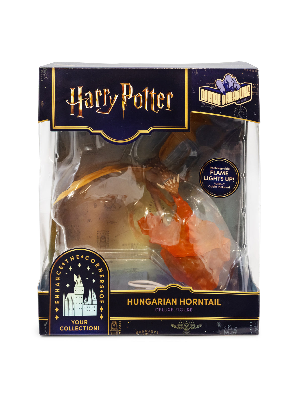 Packaged Hungarian Horntail toy from Harry Potter with decorative box.