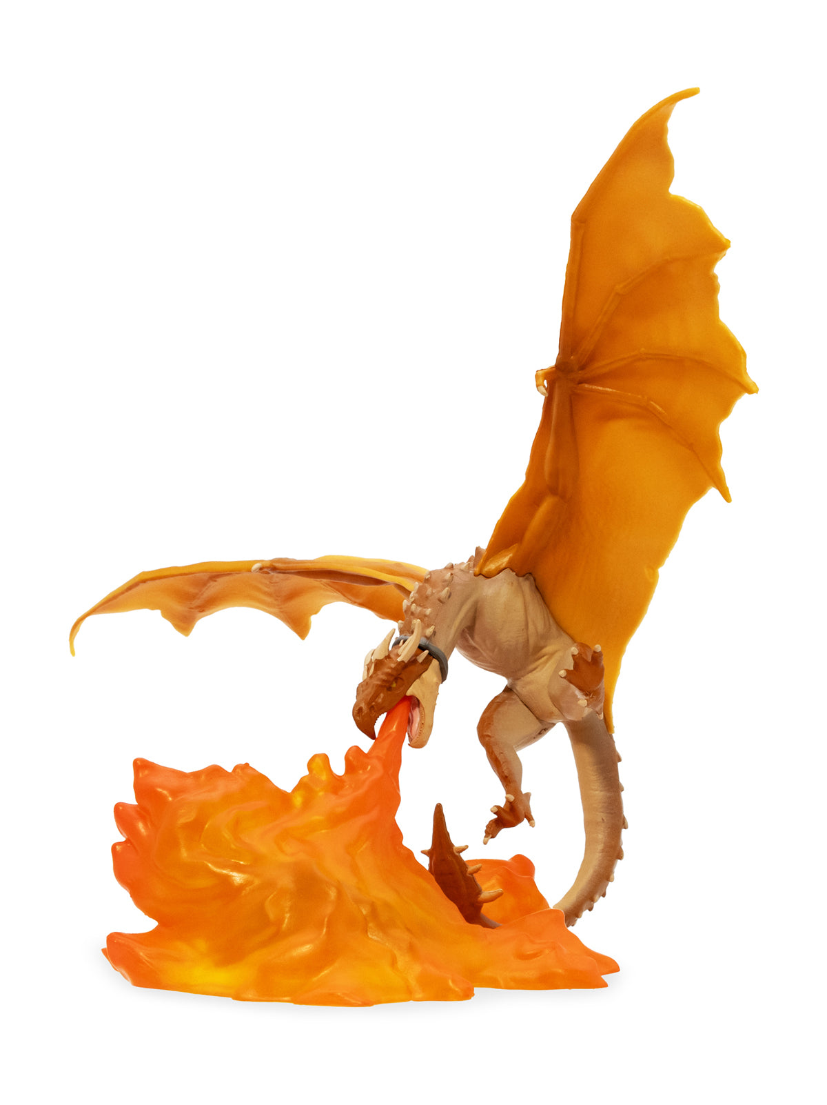 Dragon figurine with orange wings and fire