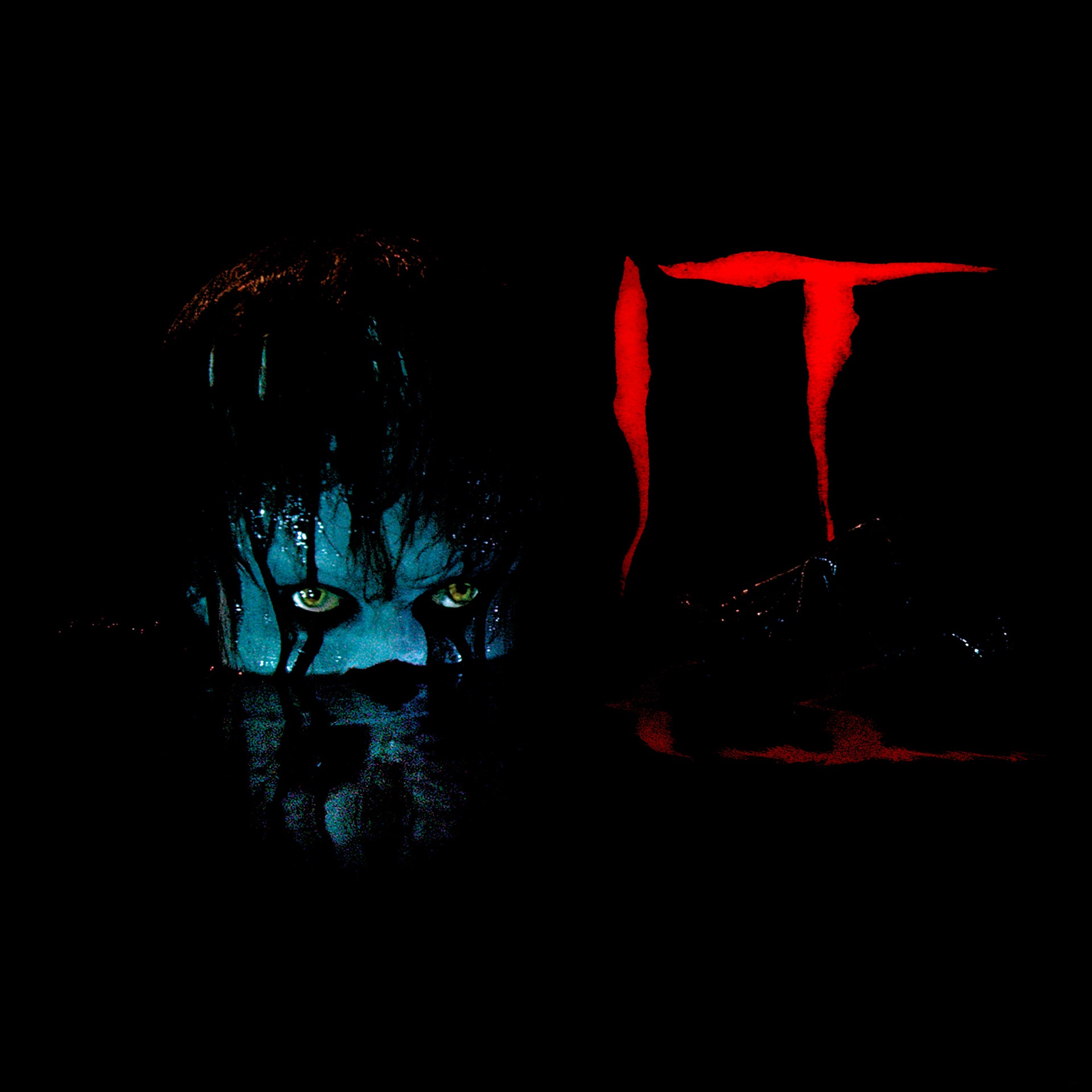 image on shirt: pennywise clown peeking out of water. text: IT
