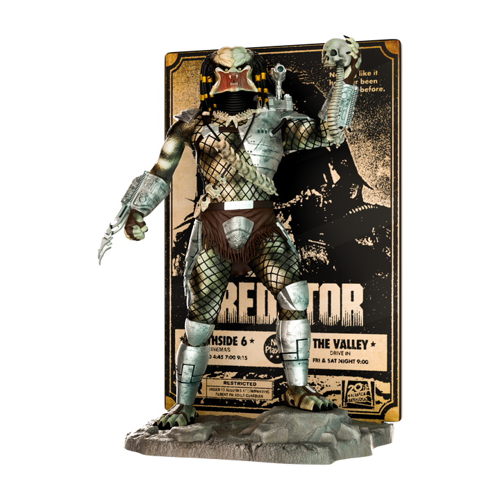 Action figure of a character standing on a white background with a detailed box behind.