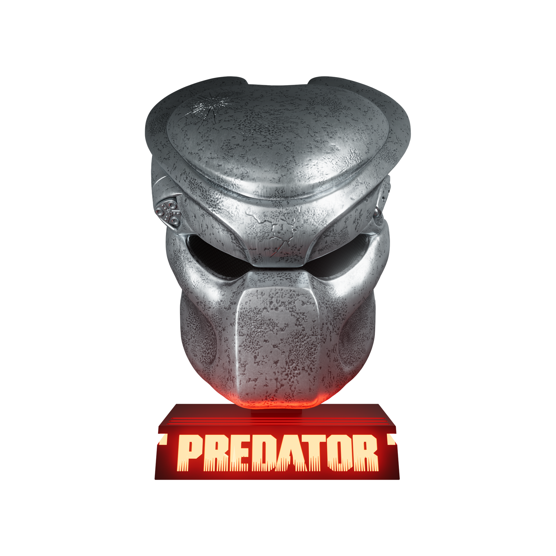 Predator helmet with 'Predator' text on a white background