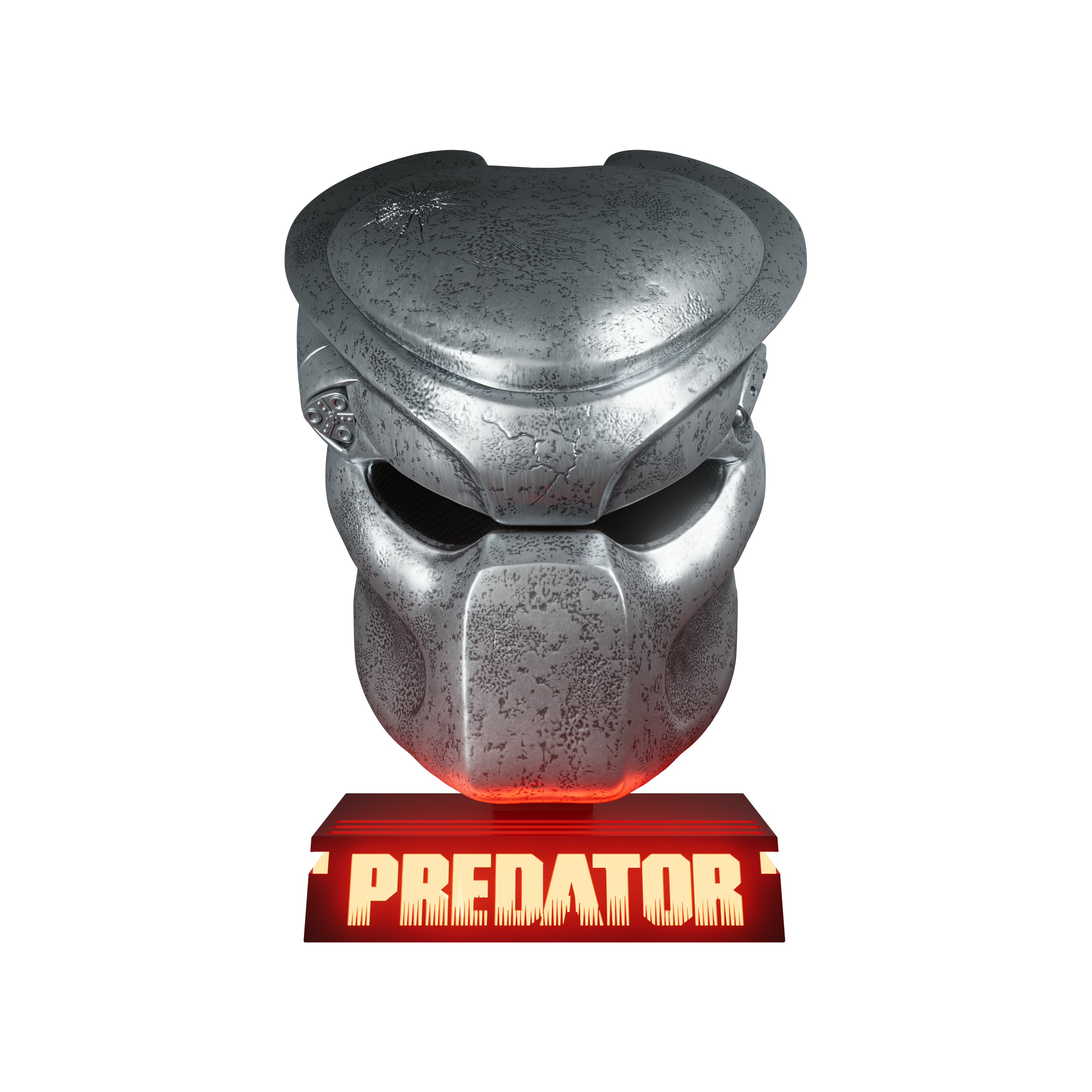 Predator helmet with 'Predator' text on a white background