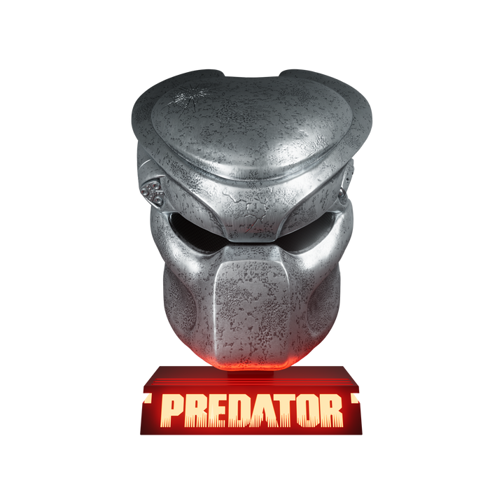 Predator helmet with 'Predator' text on a white background