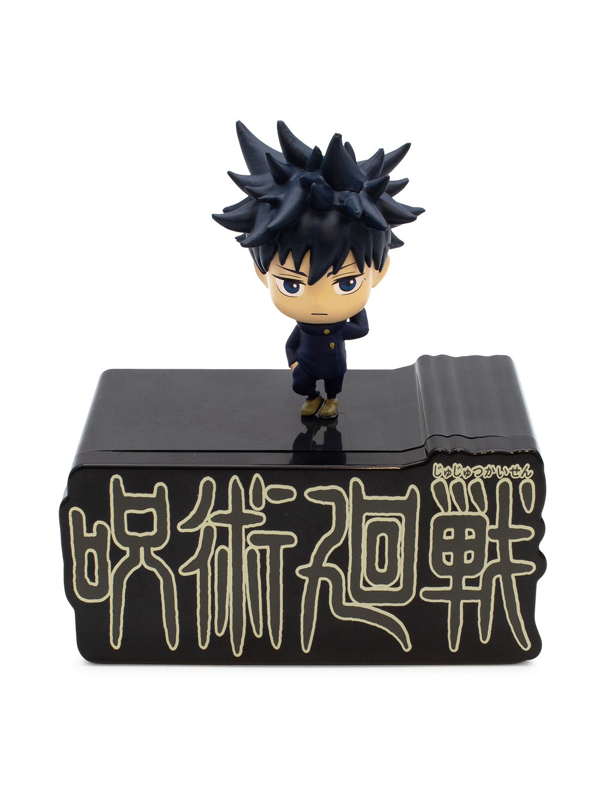 Megumi figurine on a black stand with Japanese text