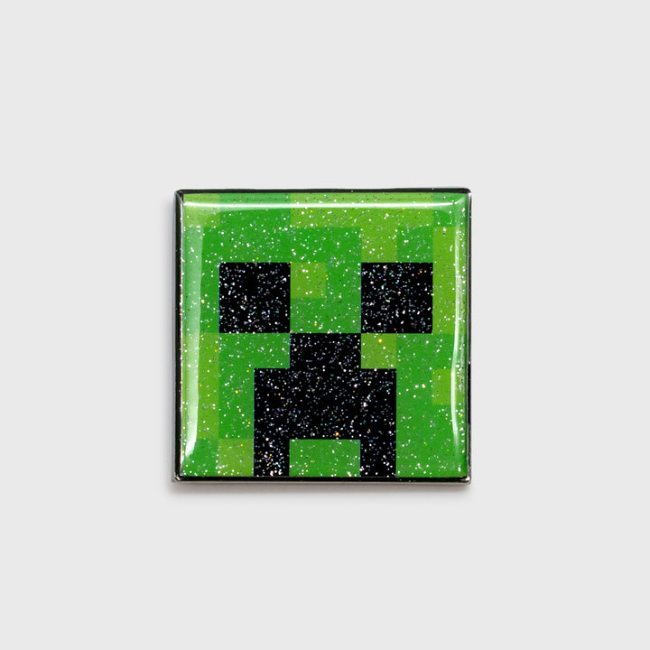 creeper face sparkly enamel pin