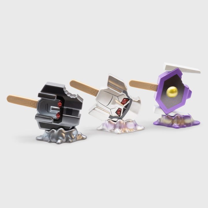 metallic transformers decepticons 3 set on sides. starscream, megatron, shockwave