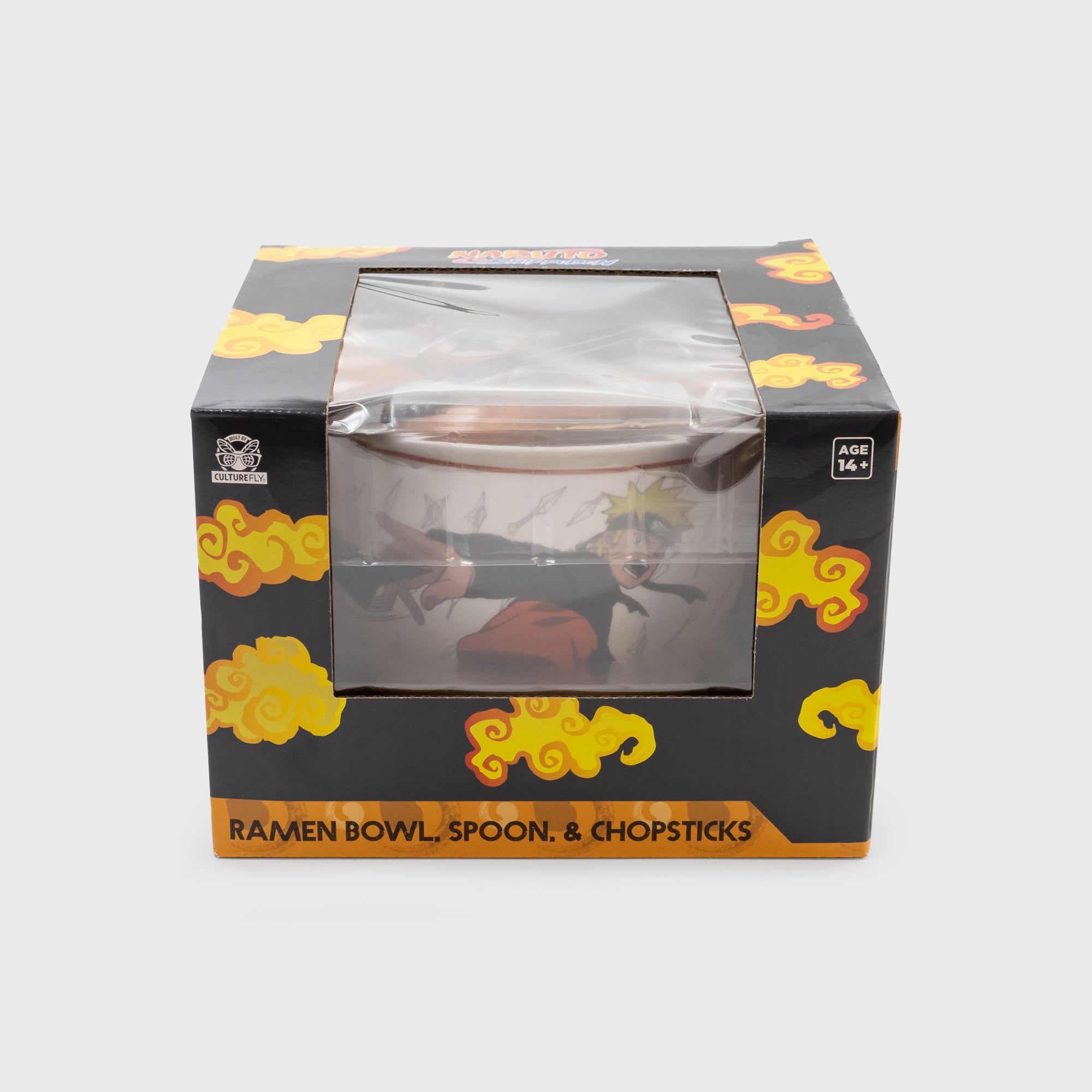 ramen bundle packaging. text: ramen bowl, spoon. & chopsticks. age 14+ culturefly 