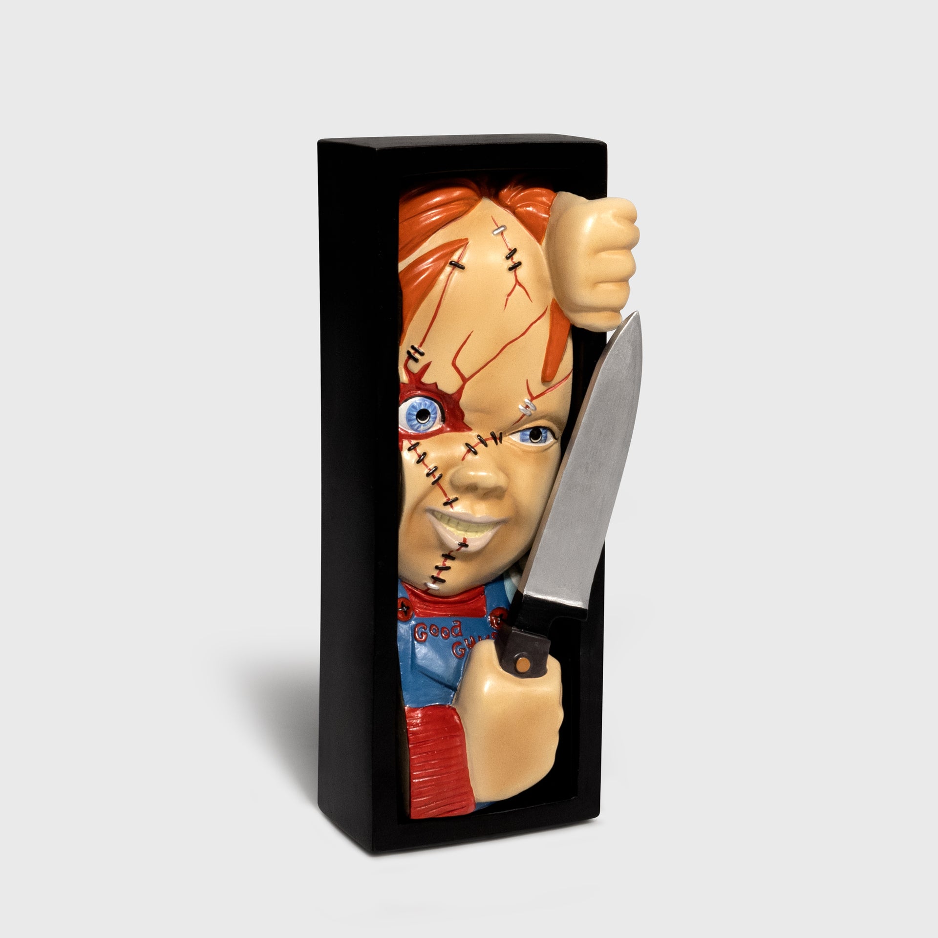 Chucky Nooks. Book Nook. Chucky doll reaching out with knife.