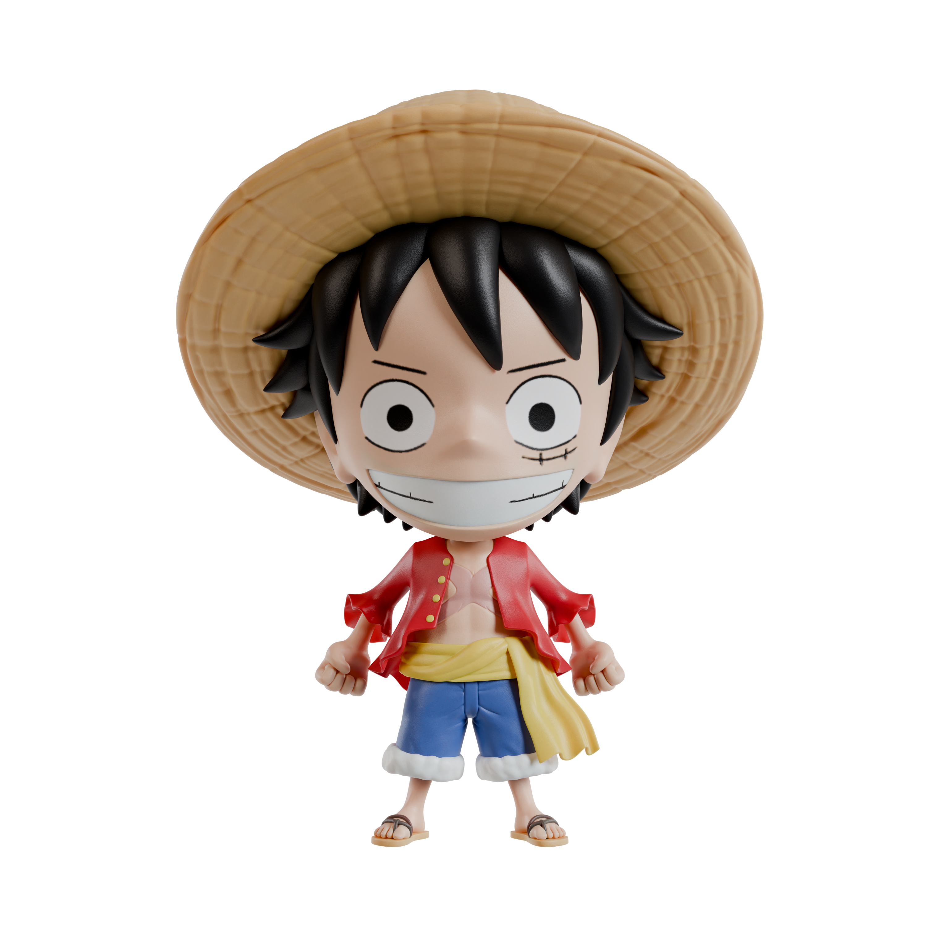 Figurine of a character with a straw hat on a white background