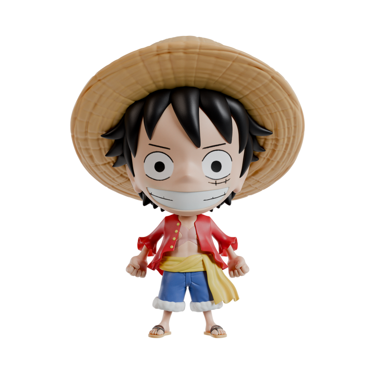 Figurine of a character with a straw hat on a white background