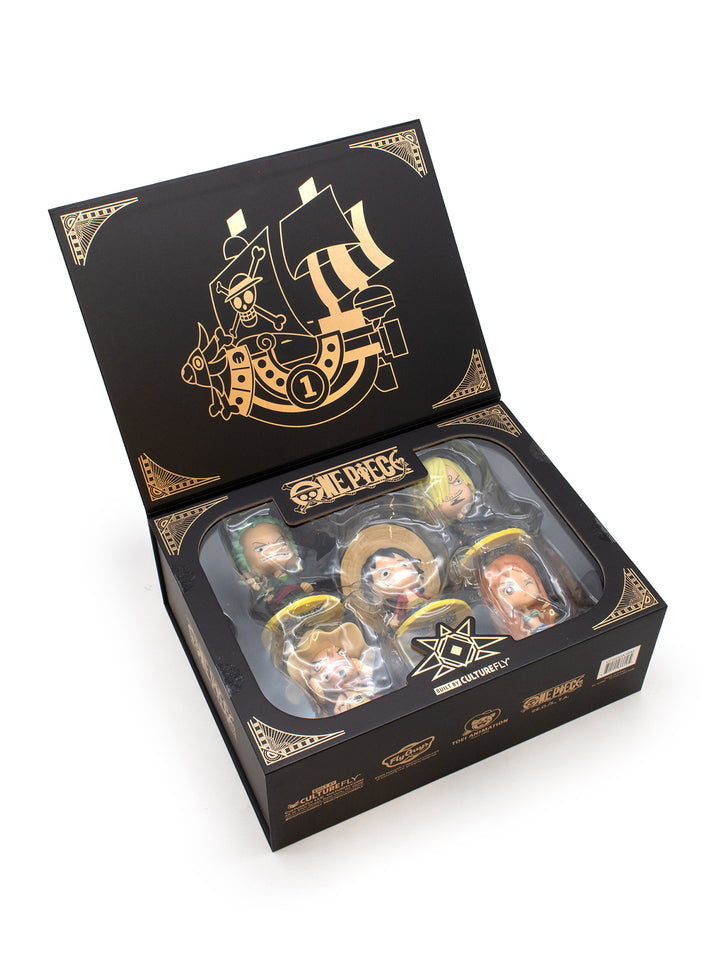 Pirate-themed product packaging with figurines inside on a white background