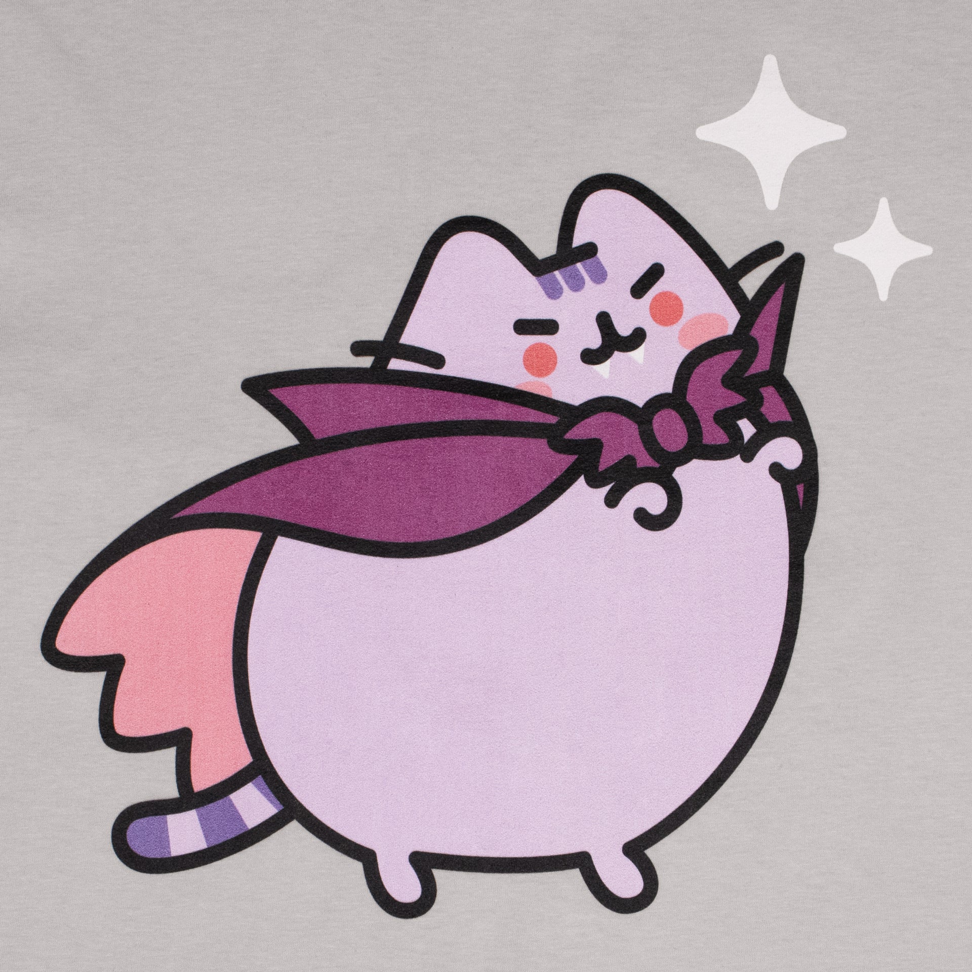 image on shirt: vampurr pusheen with red eyes. sparkles by head.