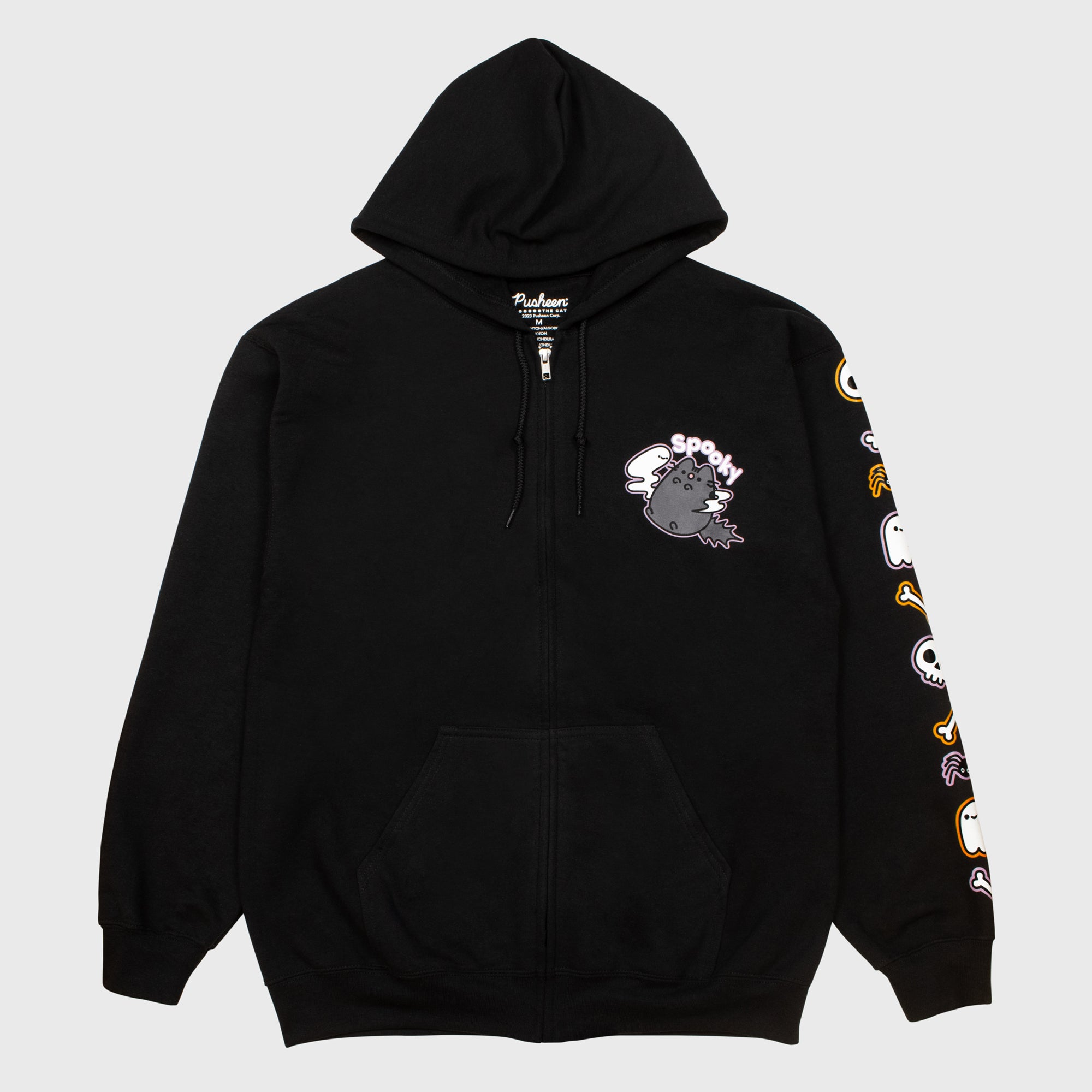 pusheen scaredy cat zip up hoodie front. 