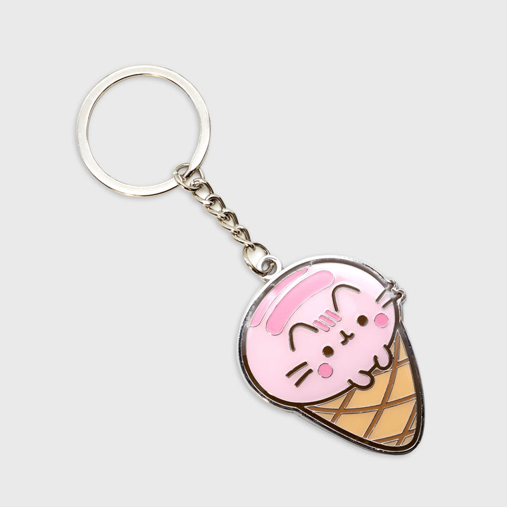 keychain. pusheen as ice cream cone.