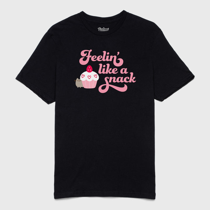 pusheen "feeling like a snack" yee. image: pusheen hiding behind a cupcake. text: feelin' like a snack.