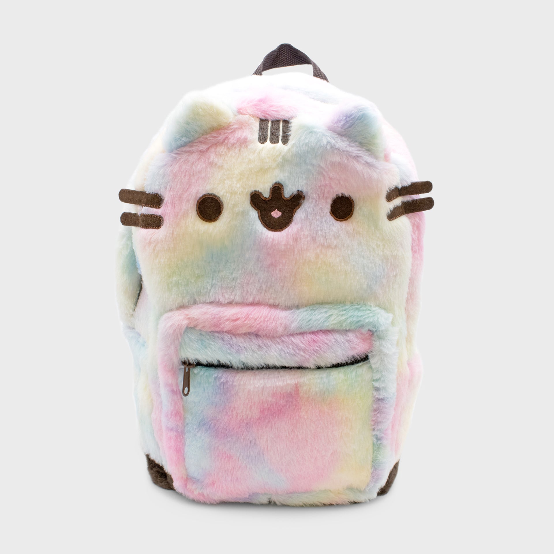 fuzzy pusheen rainbow backpack front