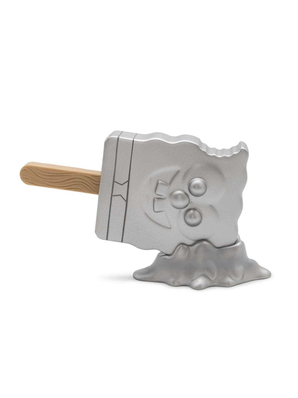 Metallic ice cream with wooden handle on a white background