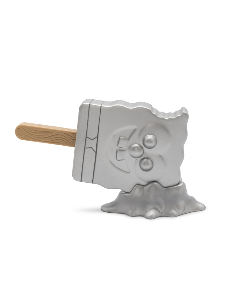 Metallic ice cream with wooden handle on a white background